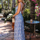 Maribel Blue Print Maxi Dress OMFORT