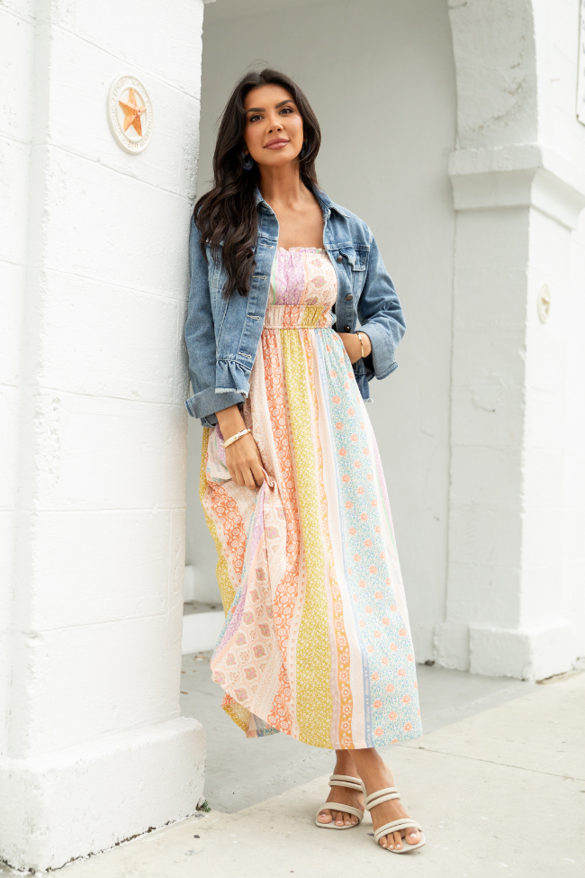 Lovingly Yours Multi Patchwork Print Midi Dress OMFORT