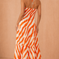 Neve Orange Printed Halterneck Tiered Maxi Dress OMFORT