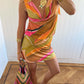 Green Abstract Leila Mini Dress OMFORT