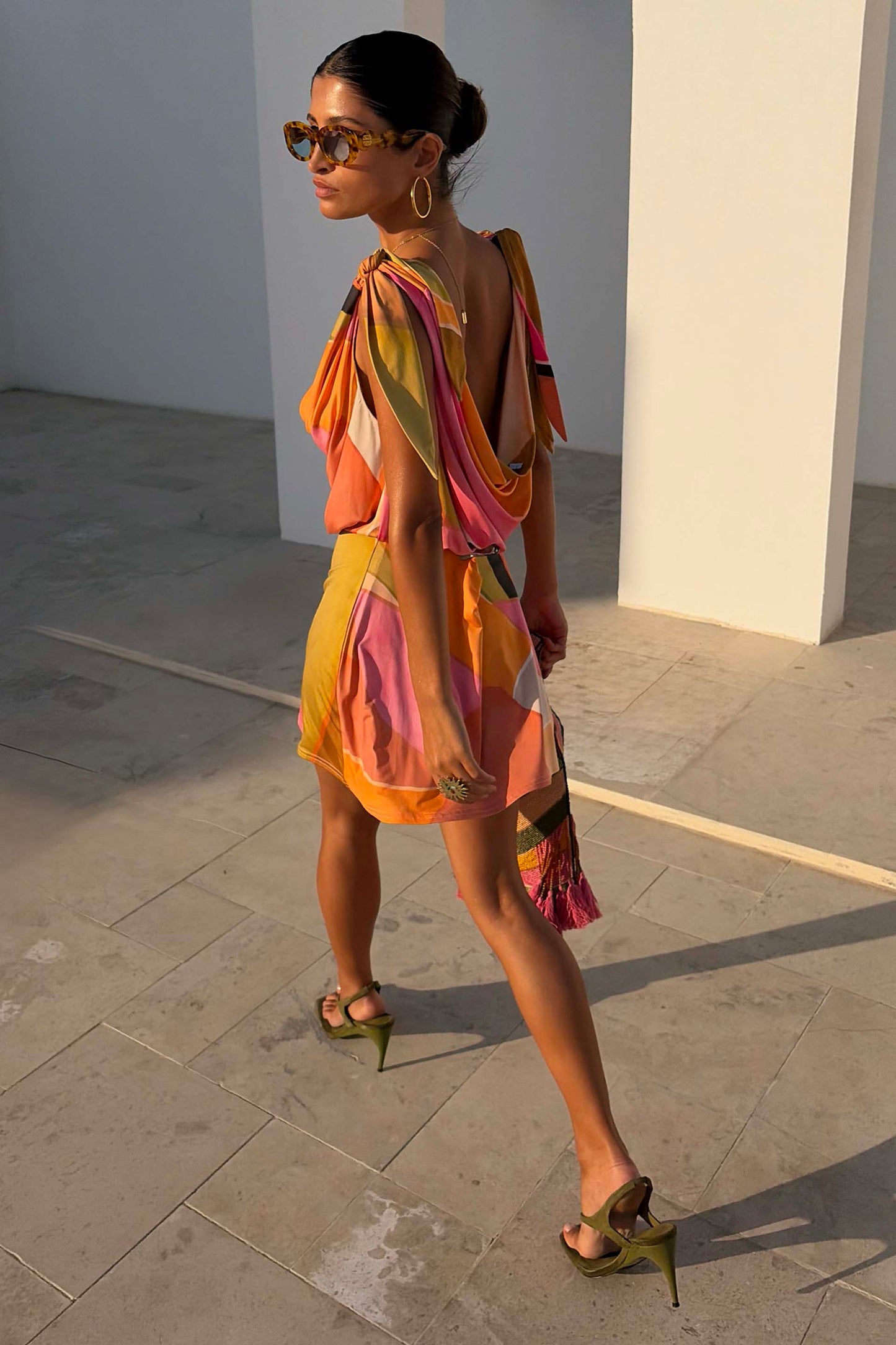 Green Abstract Leila Mini Dress OMFORT
