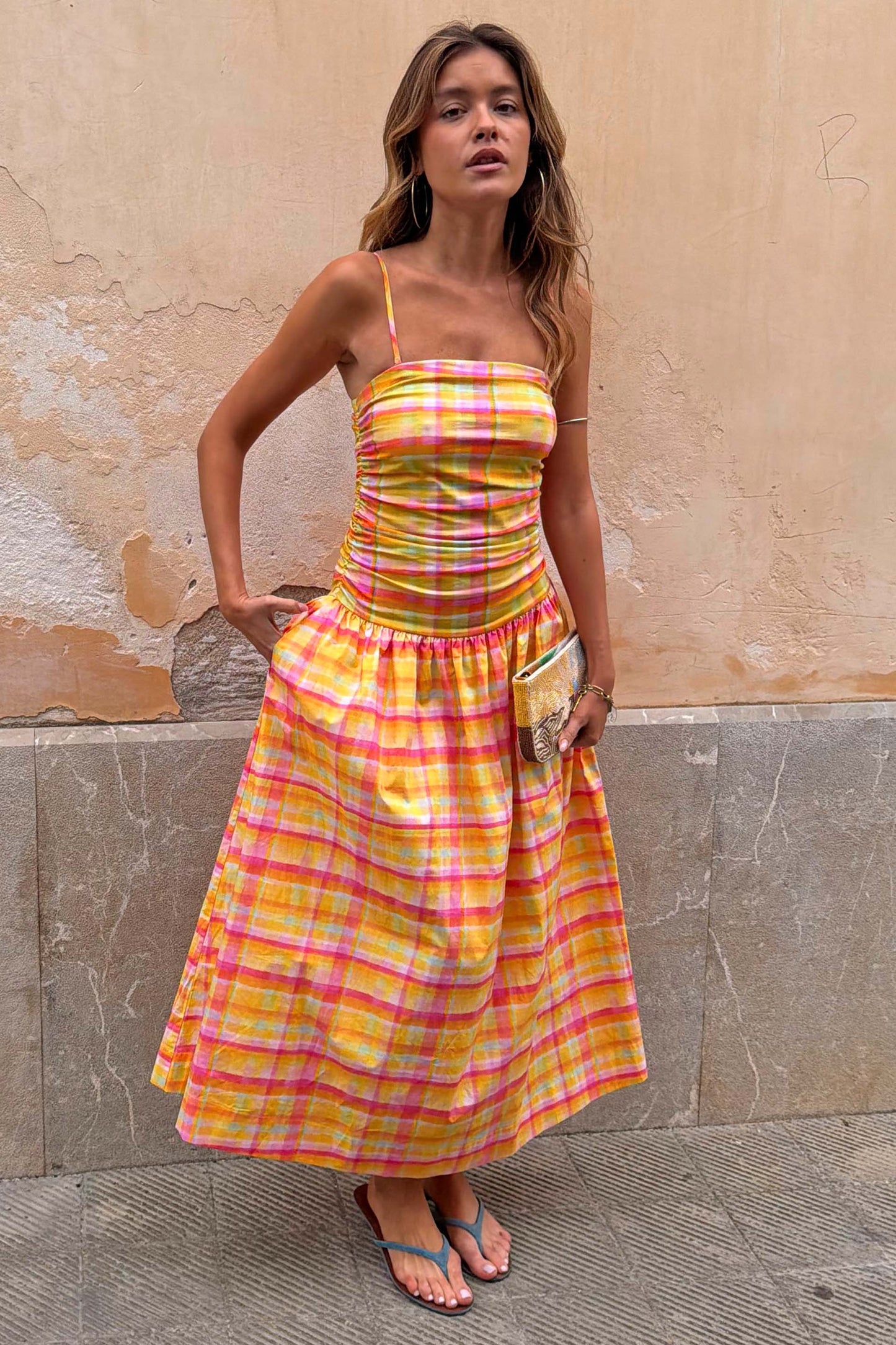 Check Lola Mid-axi Dress OMFORT