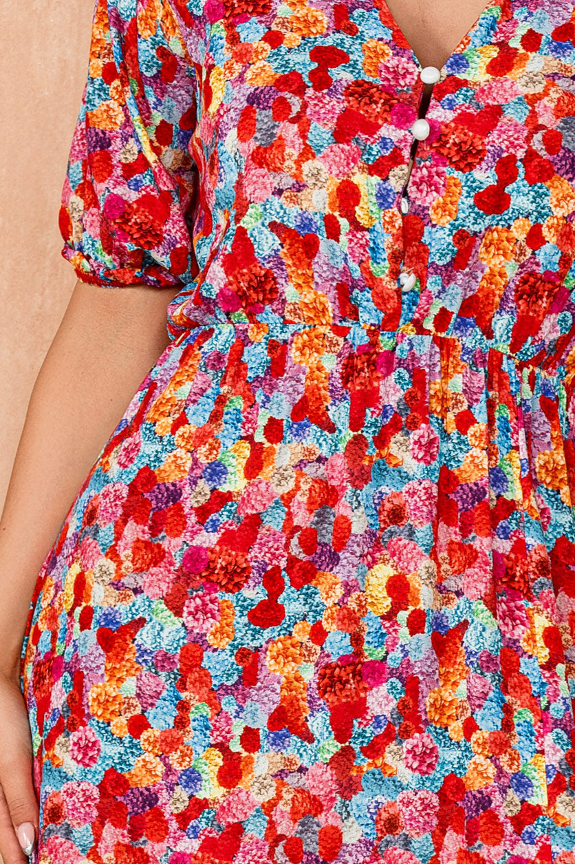 Nigella Multi Print Midi Dress OMFORT