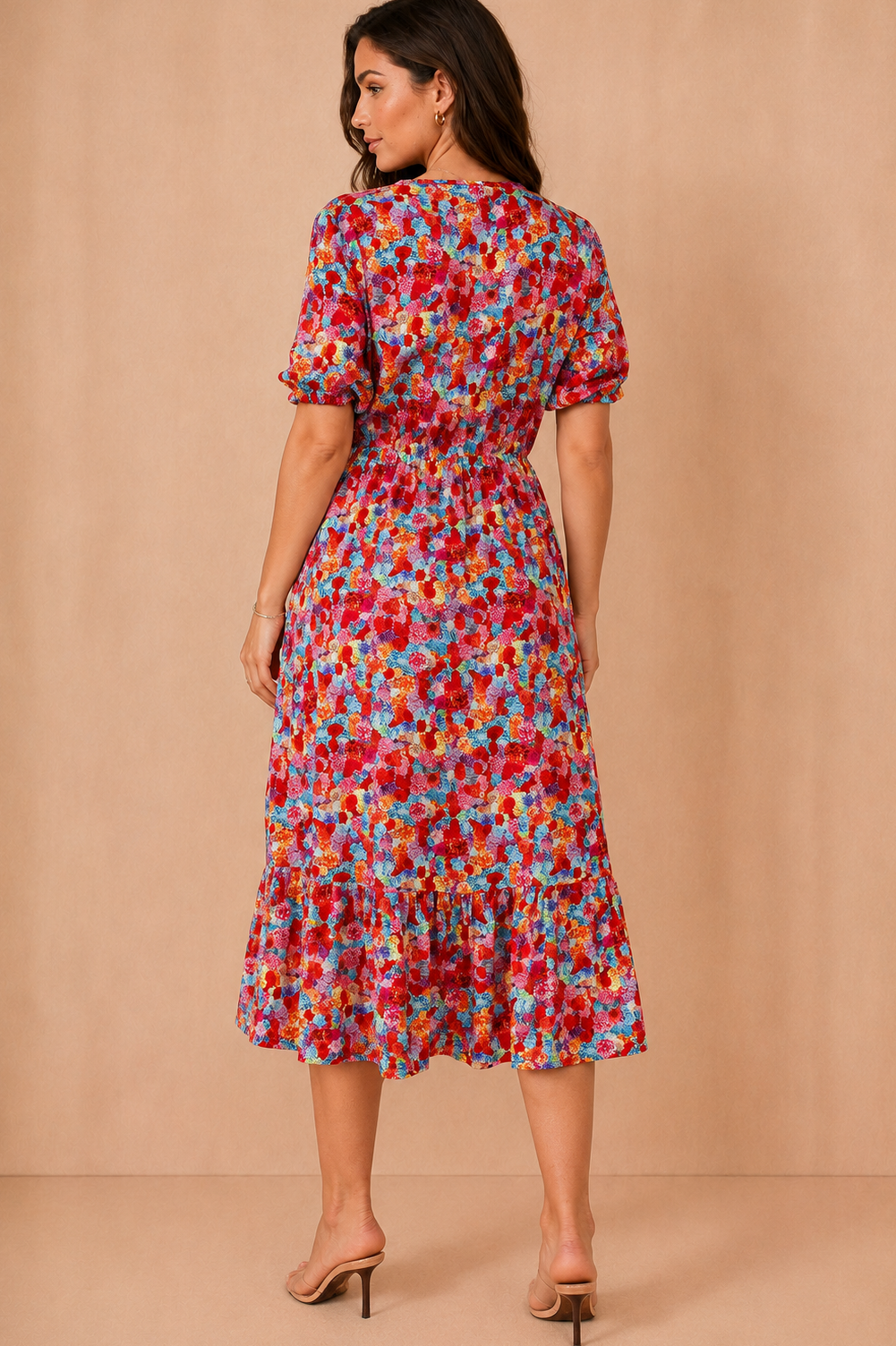 Nigella Multi Print Midi Dress OMFORT