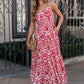 Palm Embers Tiered Maxi Dress with Straps OMFORT