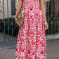 Palm Embers Tiered Maxi Dress with Straps OMFORT