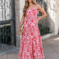 Palm Embers Tiered Maxi Dress with Straps OMFORT