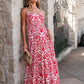 Palm Embers Tiered Maxi Dress with Straps OMFORT