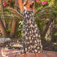 Palm Shade Floral Midi Dress - Black OMFORT