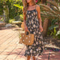 Palm Shade Floral Midi Dress - Black OMFORT