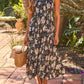 Palm Shade Floral Midi Dress - Black OMFORT