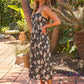 Palm Shade Floral Midi Dress - Black OMFORT