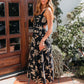 Paloma Black Tropical Print Midi Dress OMFORT
