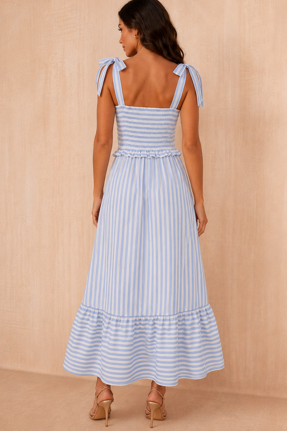 Parker Blue and White Striped Maxi Dress OMFORT