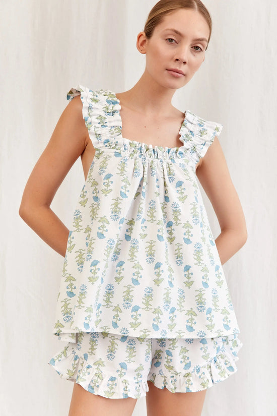 Nicolette Sleep Set - Cotton - Lotus Flower - Blue OMFORT