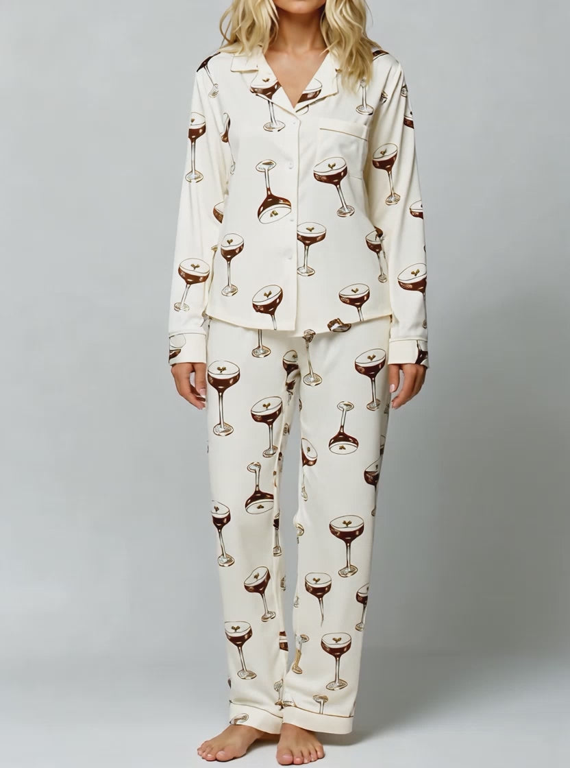 Espresso Martini Drink Print Pajama Set