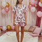 Champagne Bottle Short Sleeve Satin Pajama Set