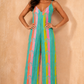 Priscilla Turquoise Cotton Printed Jumpsuit OMFORT