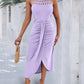 Halter Tie Criss Cross Front Knit Jacquard Textured Slit Dress Casual Hollow-out Draped Vacation Dress Omfort