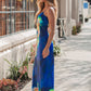 Steve Madden Blue Atara Print Slip Maxi Dress OMFORT