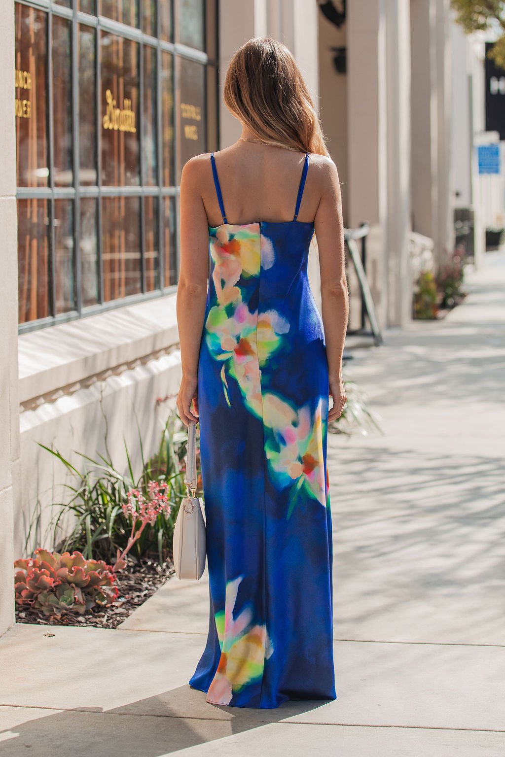 Steve Madden Blue Atara Print Slip Maxi Dress OMFORT