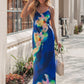 Steve Madden Blue Atara Print Slip Maxi Dress OMFORT