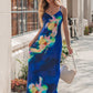 Steve Madden Blue Atara Print Slip Maxi Dress OMFORT