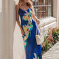 Steve Madden Blue Atara Print Slip Maxi Dress OMFORT
