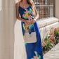 Steve Madden Blue Atara Print Slip Maxi Dress OMFORT