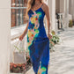 Steve Madden Blue Atara Print Slip Maxi Dress OMFORT