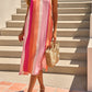 Sunrise Multi Stripe Midi Dress - Pink OMFORT