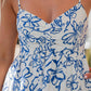 Sweetheart Floral Mini Dress - Blue OMFORT