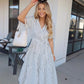 White Stripe Surplice Tiered Midi Dress OMFORT