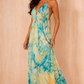 Zabel Green Boho Halter Neck Dress OMFORT