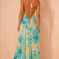 Zabel Green Boho Halter Neck Dress OMFORT